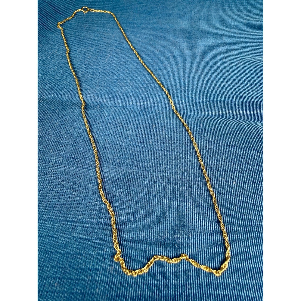 Vintage Vermeil Gold Rope Chain Necklace Twisted Link Spring Ring Clasp 18" L